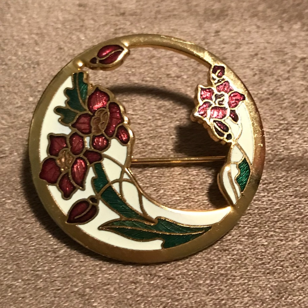 Cloisonne enamel floral pin